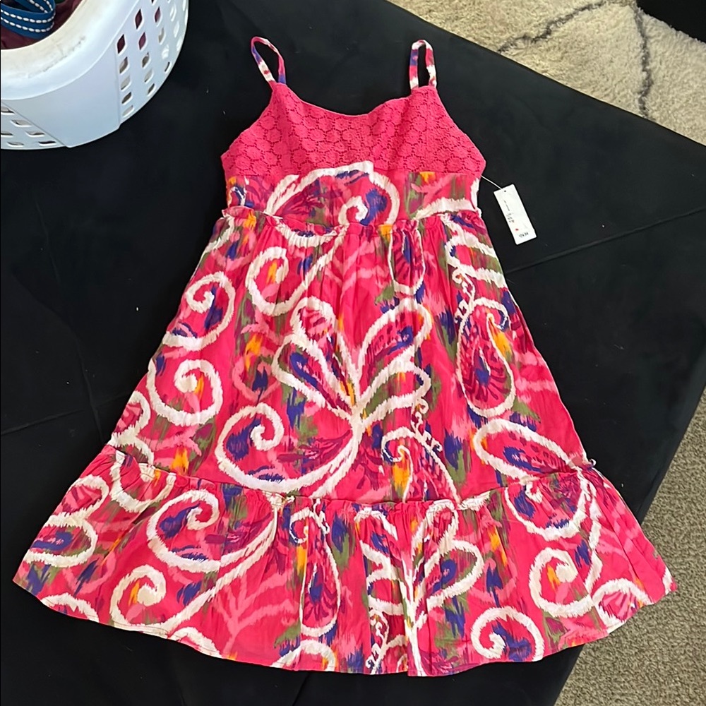 Old Navy Pink and White Spaghetti Strap Sundress